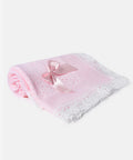 Knitted Spanish Blanket with Bow - Baby Pink