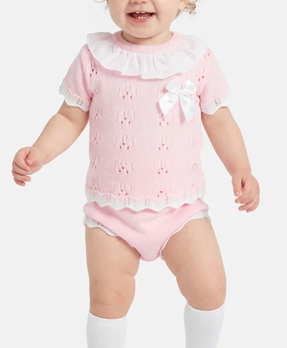 2-piece Spanish Knitted Set - Baby Pink