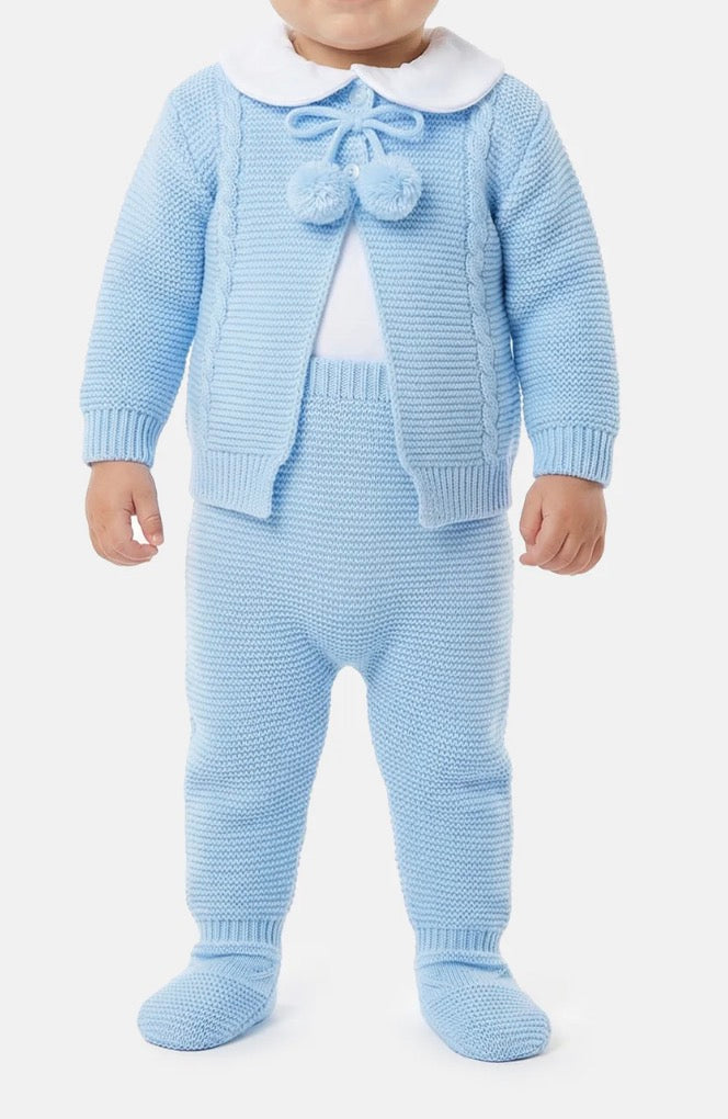 3-Piece Knitted Set - Baby Blue