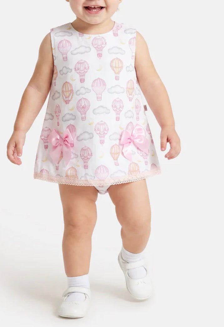 Baby Girl Top & Bloomers Set Hot Air Balloon - Baby Pink