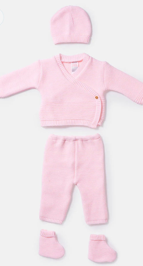 Baby 4-Piece Knitted Embroidery - Baby Pink