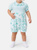 UNISEX - Safari Smocked Romper - Mint