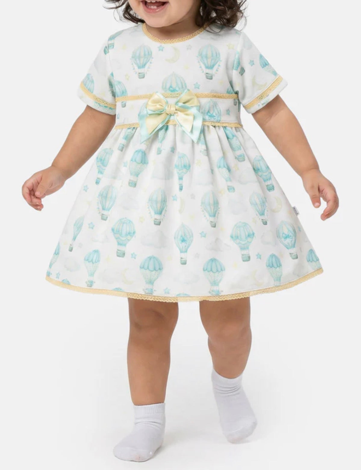 Baby Girl Hot Air Balloon Dress & Bloomers Set - Mint Green