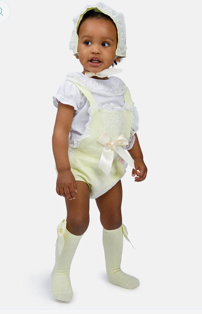 Baby Girl 3-piece Spanish Romper Set - Lemon Yellow