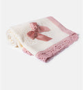 Baby Open Dot Knitted Spanish Blanket with Bow - Ivory & Dusty Pink