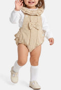Baby Girl - Velour Romper - Beige