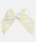 Baby Girl Satin Double Bow Hairclip - White & Lemon Yellow