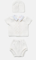 Baby Boy Diamond Eyelet Knit 3-Piece Gift Box Set - White