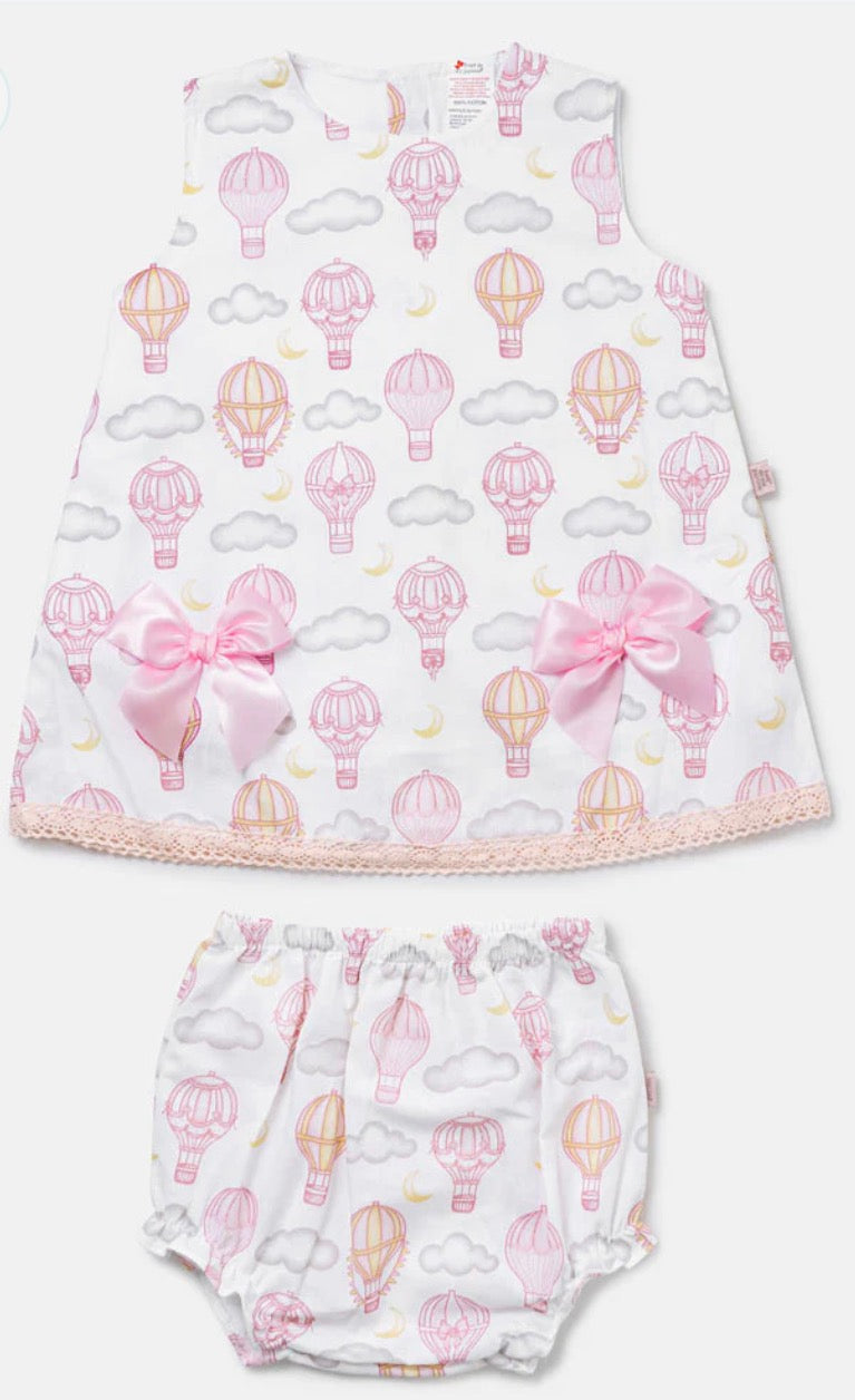 Baby Girl Top & Bloomers Set Hot Air Balloon - Baby Pink