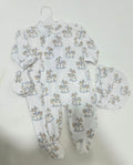 3 Pieces - Rocking Horse Collection Baby Grow, Hat & Mittens - Baby Blue