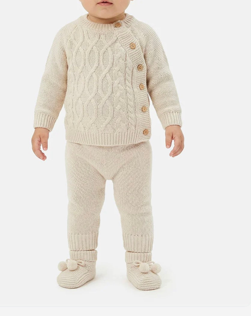 Baby Boy 3-piece Spanish Knitted Set - Beige