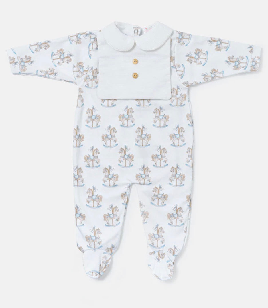 Baby Grow Rocking Horse with Peter Pan Collar - Baby Blue