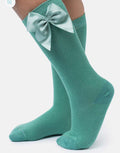 Baby Girl Vibrant Big Satin Bow Knee Socks - Mint Green