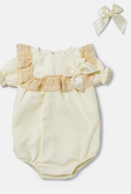 Baby Girl Romper + Hair Clip Set - Ivory