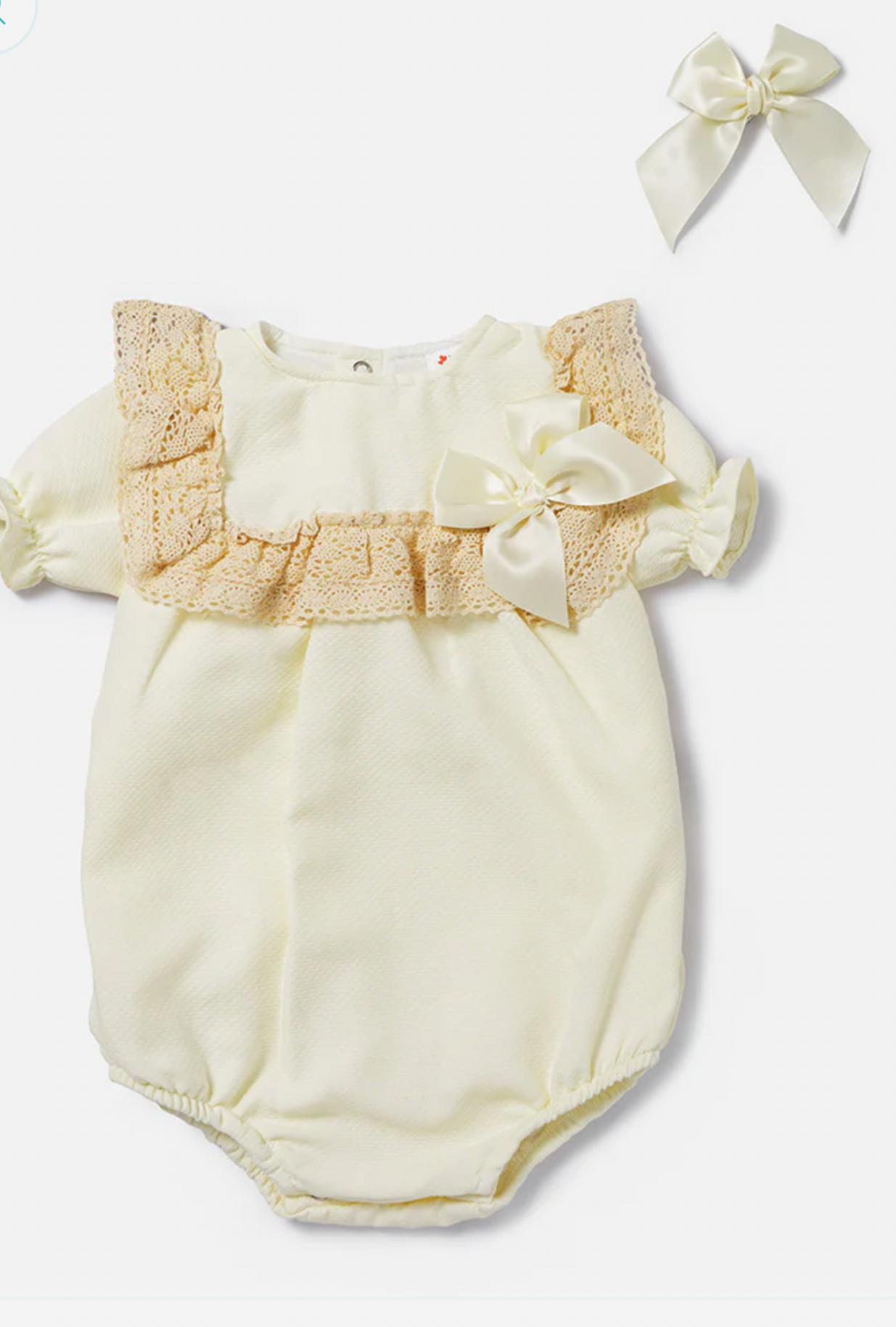 Baby Girl Romper + Hair Clip Set - Ivory