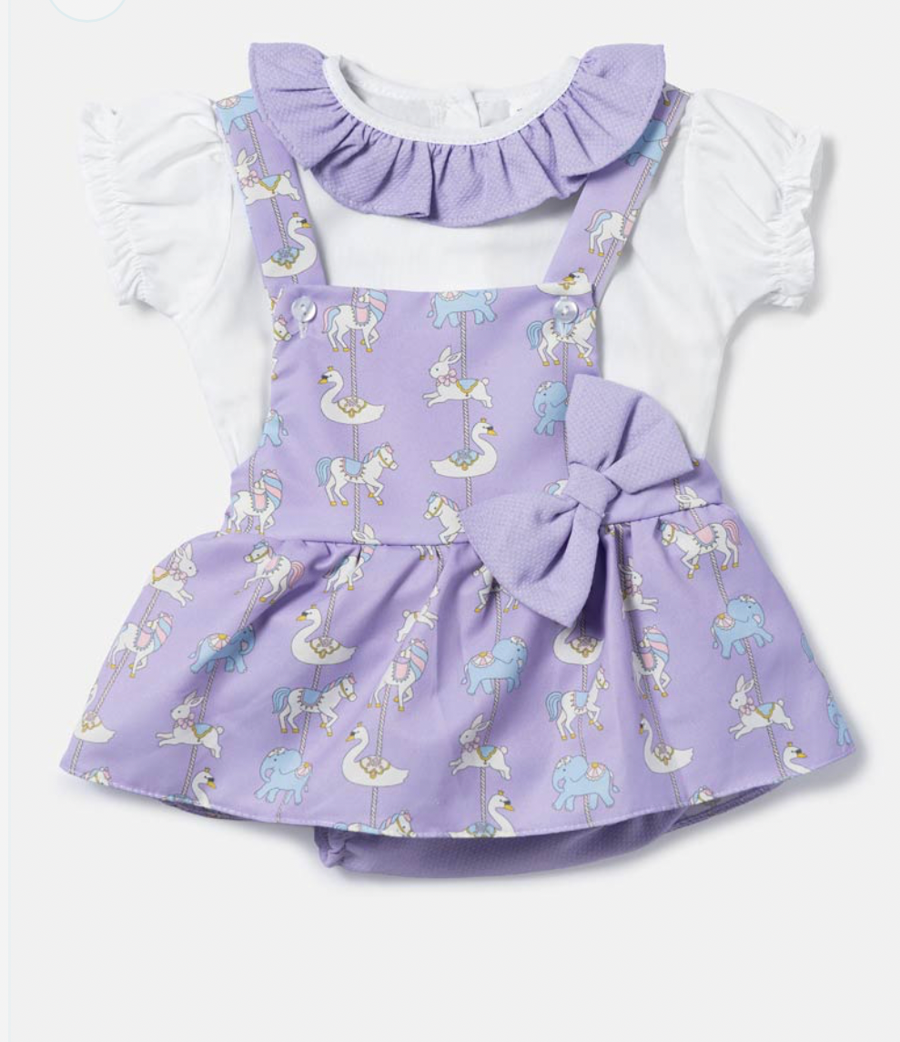 Baby Girl Carousel Romper 2-Piece Set - Lilac
