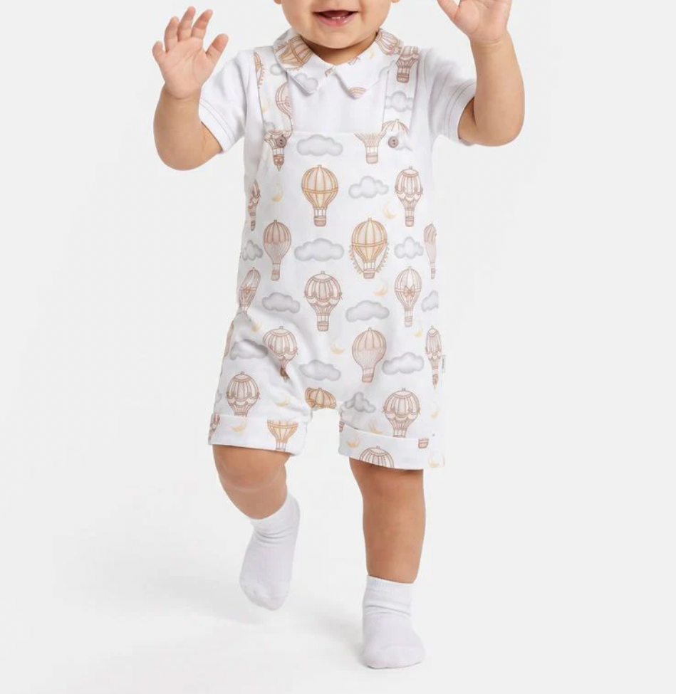 Baby Boy 2-piece Romper Set Hot Air Balloon - Beige