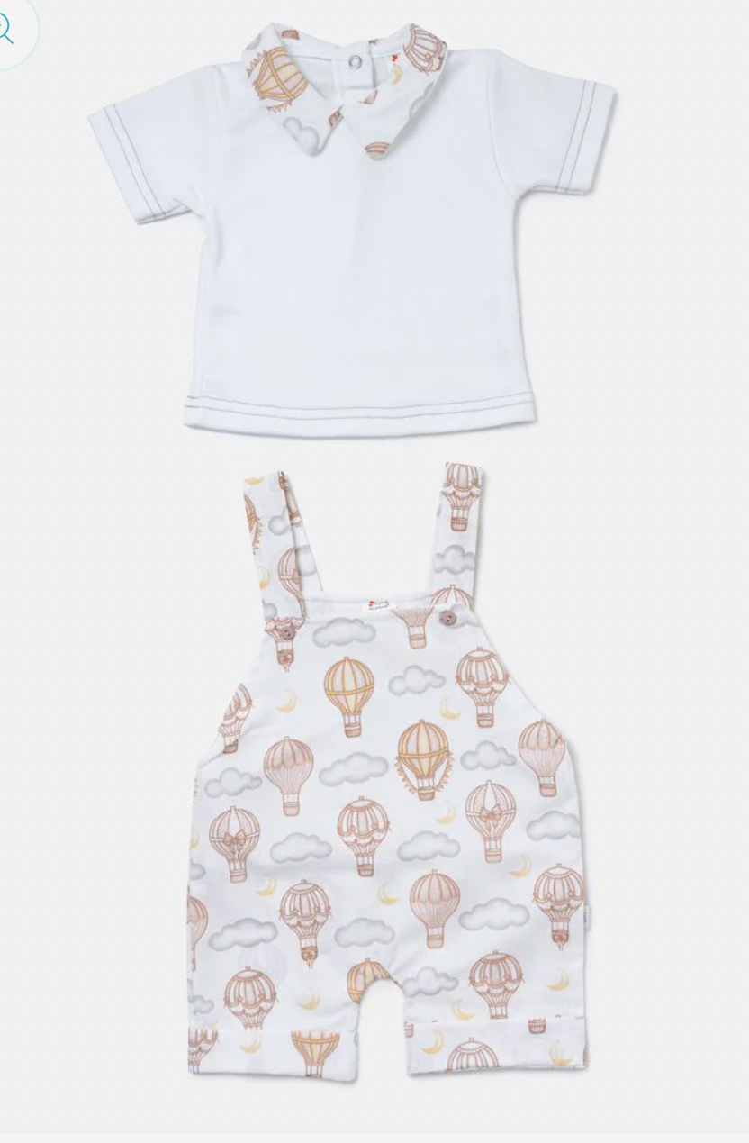 Baby Boy 2-piece Romper Set Hot Air Balloon - Beige