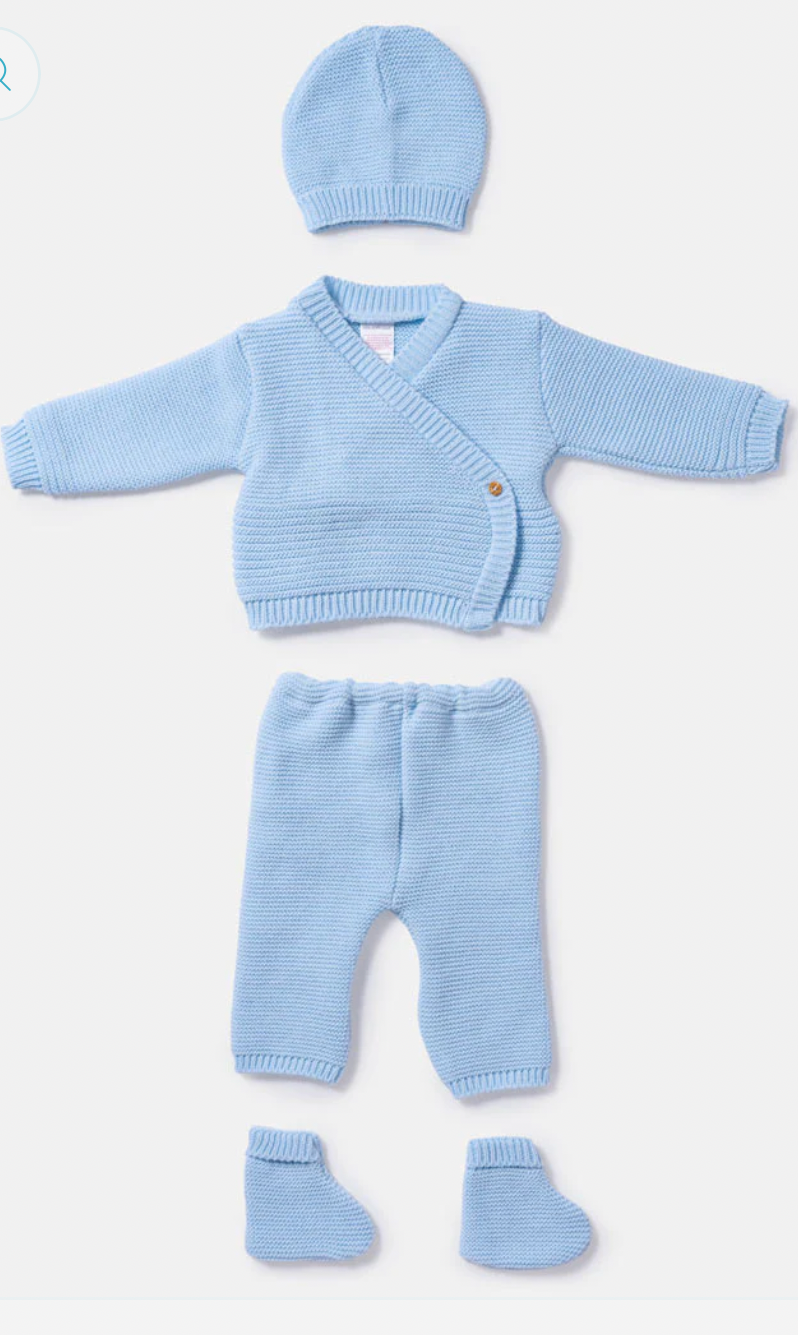 Baby 4-Piece Knitted Embroidery - Baby Blue