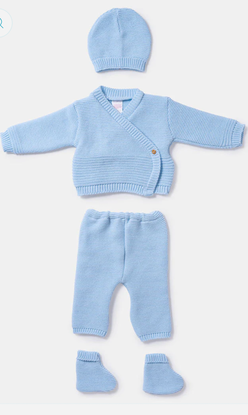 Baby 4-Piece Knitted Embroidery - Baby Blue