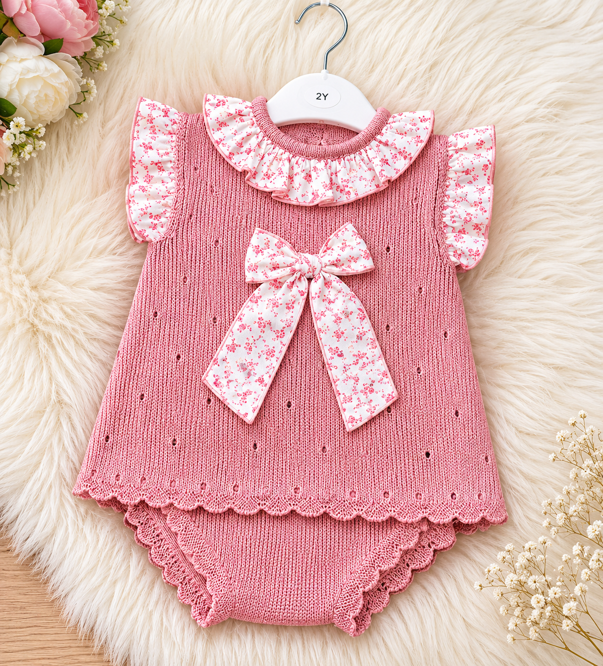 Vintage Rose Knit Bloomer Set