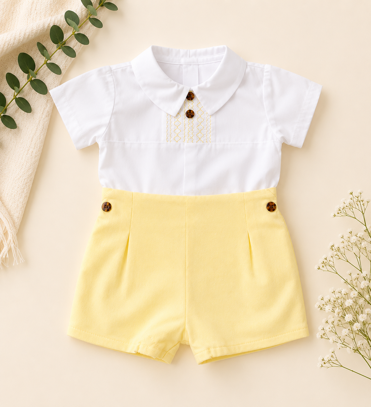 Sunny Days Boys Romper - Lemon