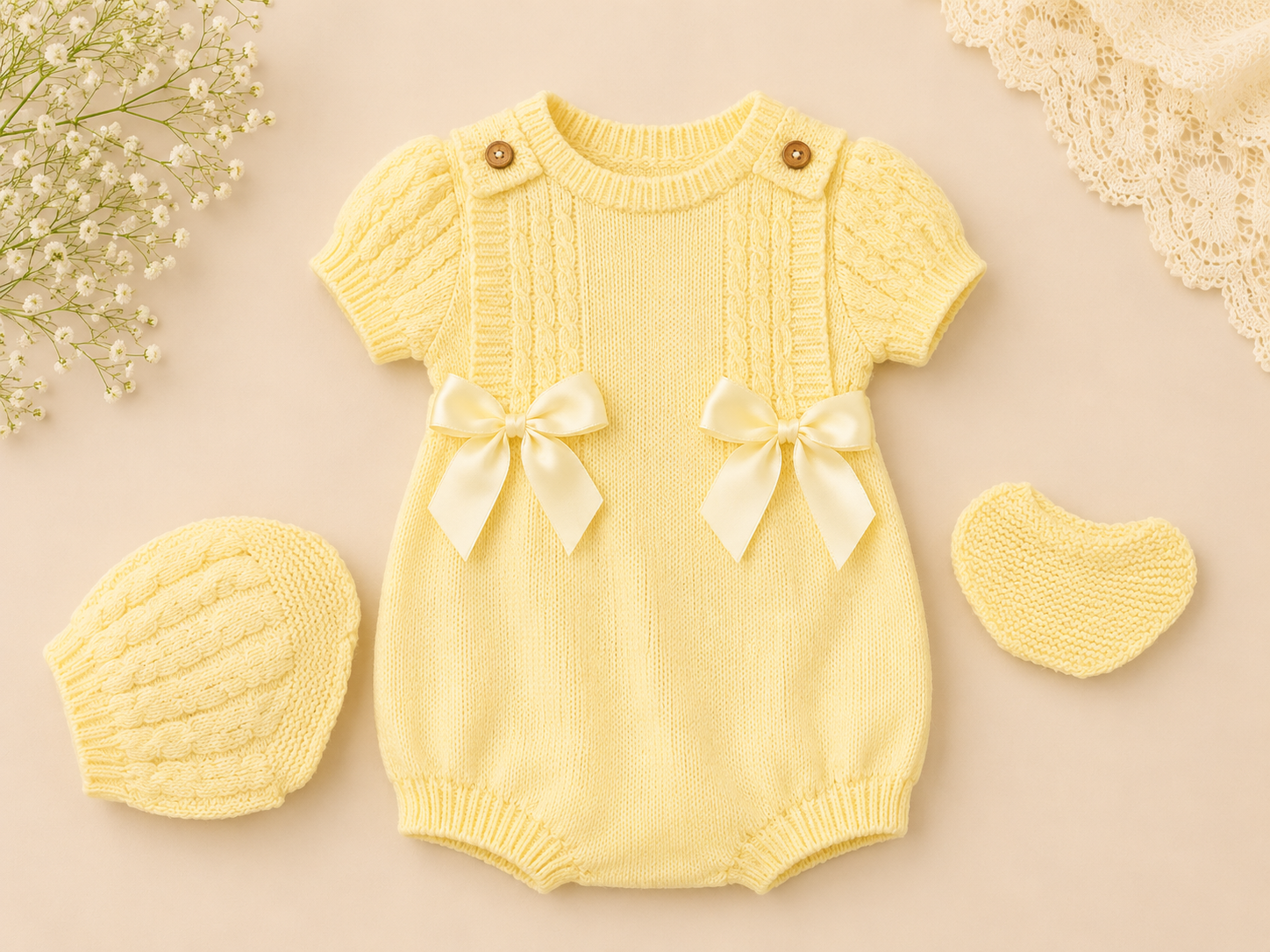 Honey Blossom Knit Romper Set